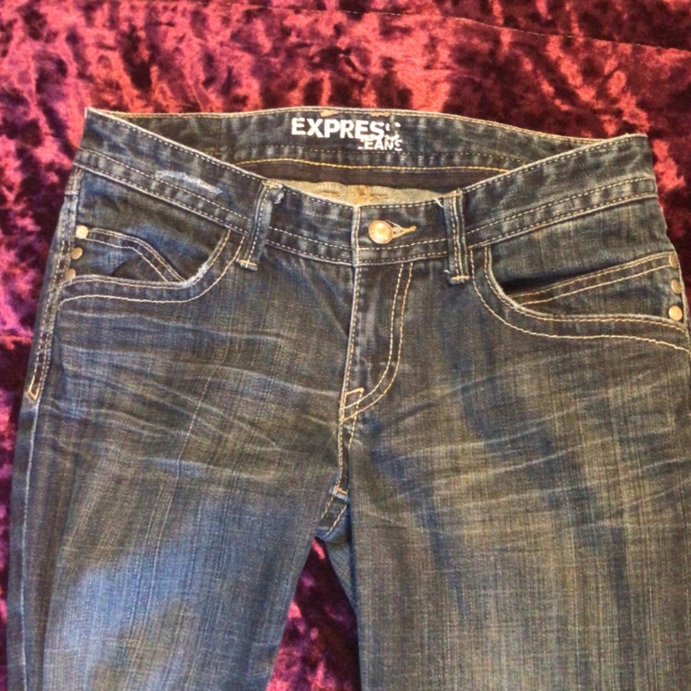Dark blue low waisted Express Jeans (size 4)